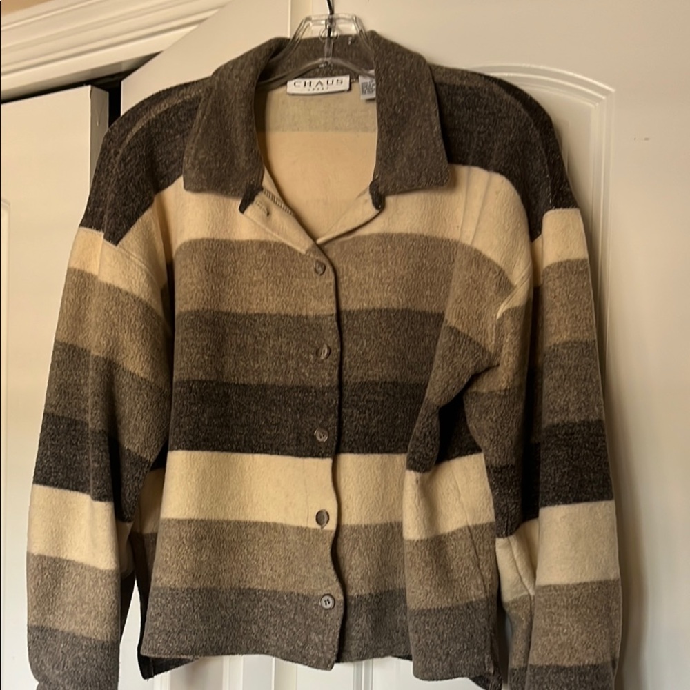 Chaus Women's Striped Sweater - Brown and Cream
